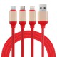 TPE Rubber 3 in 1 Data Cable - Type C, 8 Pin and Micro USB - 1.2m 