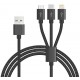 Braided 3-in-12.4amp Fast Charging Cable (8 Pin/Micro/Type-C) 