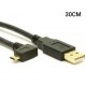 90° Angled Gold Plated Micro USB Fast Charging Sync Data Cable for Android - Black