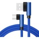 Dual Elbow Fabric 90 Degree Universal Data Transfer Charging Cable for 8 Pin Android and Type-C 