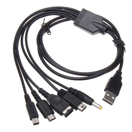 5 in 1 USB Game Charging Cable for Wii U/ NEW 3DSXL/NEW 3DS/NDS LITE SP/PSP Charger Cord Game Console