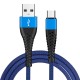 Fast Charging Mermaid for Android Micro, Type-C and iPhone Fabric Data Cable - 1 metre 