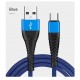 Fast Charging Mermaid for Android Micro, Type-C and iPhone Fabric Data Cable - 1 metre 