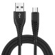 Fast Charging Mermaid for Android Micro, Type-C and iPhone Fabric Data Cable - 1 metre 