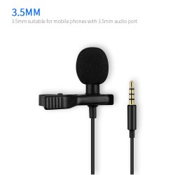 3.5mm Clip On Microphone Mic 1.5m Length Cable Moblie Phone Microphone