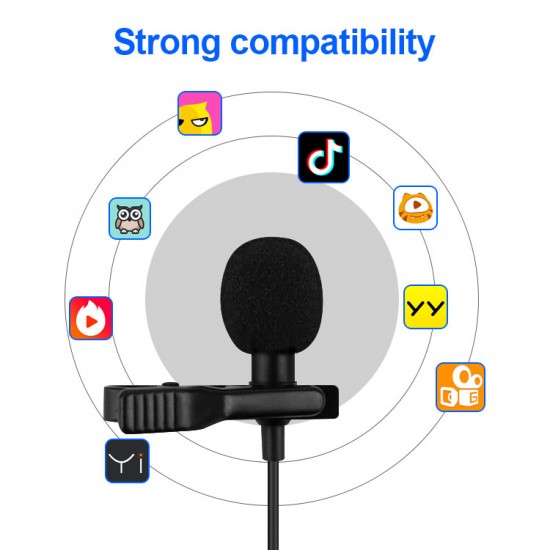 Type-C Clip On Microphone Mic 1.5m Length Cable Moblie Phone Microphone