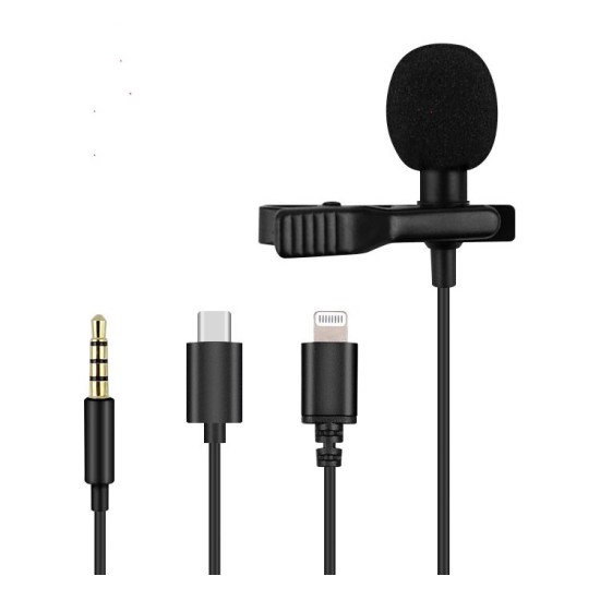 Clip On Lapel Microphone Hands Free Wired Condenser Mini Lavalier Mic 