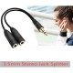 3.5mm Headphone 1 Jack Male to 2 Female Stereo Audio Y Splitter Cable Adapter - Black