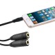 3.5mm Headphone 1 Jack Male to 2 Female Stereo Audio Y Splitter Cable Adapter - Black