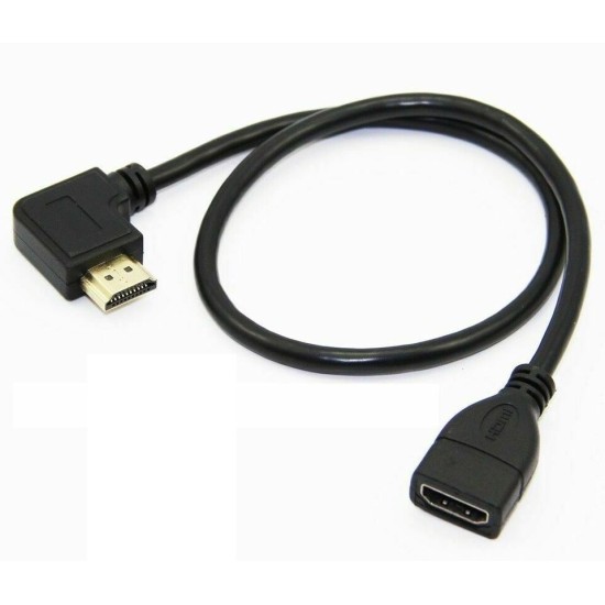 Right Angled HDMI Extension Gold Plated Cable Male to Female Adapter 
