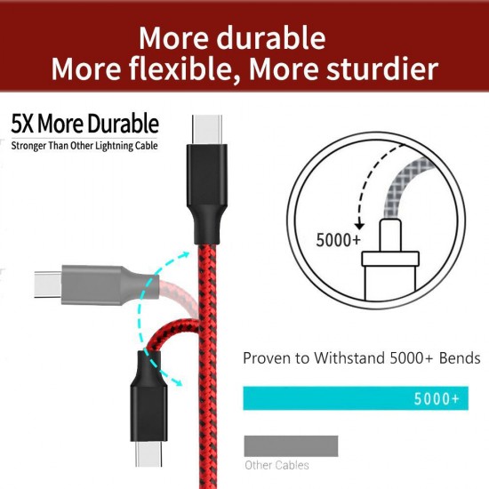 Fast Charging Braided Two Colour Data USB Cable for iPhone 8 Pin, Android MicroUSB and Type C