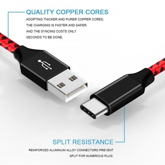 Fast Charging Braided Two Colour Data USB Cable for iPhone 8 Pin, Android MicroUSB and Type C