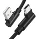 Dual Elbow Fabric 90 Degree Universal Data Transfer Charging Cable for 8 Pin Android and Type-C 