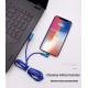 Dual Elbow Fabric 90 Degree Universal Data Transfer Charging Cable for 8 Pin Android and Type-C 