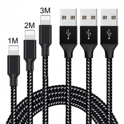 Fast Charging Braided Two Colour Data USB Cable for iPhone 8 Pin, Android MicroUSB and Type C