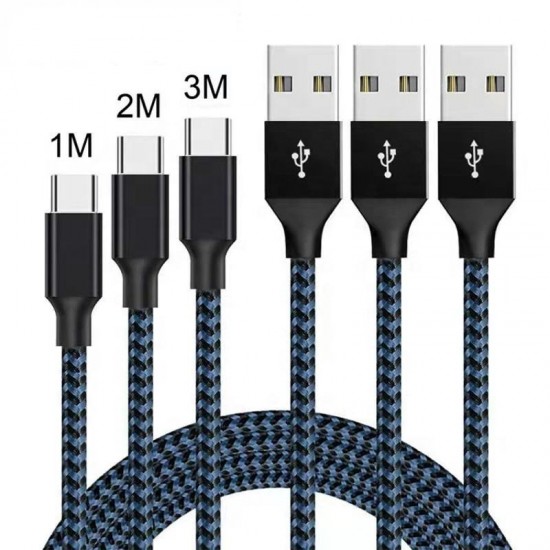 Fast Charging Braided Two Colour Data USB Cable for iPhone 8 Pin, Android MicroUSB and Type C