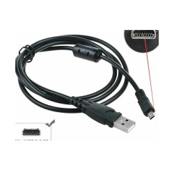 Replacement USB-A to UC-E6 Mini 8-Pin Camera Data & Charging Cable with Ferrite Core (1m), Compatible with Selected Nikon, Sanyo and Other Digital Cameras