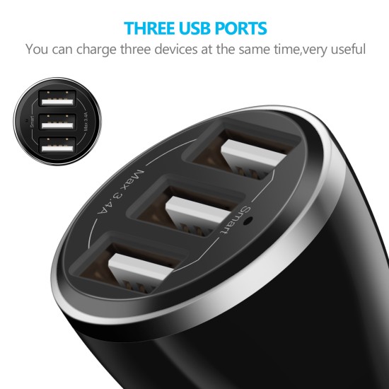 Triple USB Car Charger 3.4A