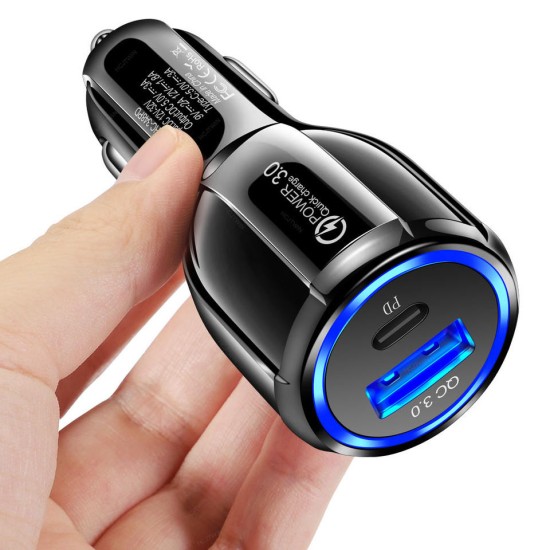 QC3.0 + PD Dual Ports Fast  Car Charger 