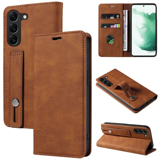 Finger Strap Kickstand PU Leather Flip Card Slots Wallet case for Samsung 'A' series (6 colours)