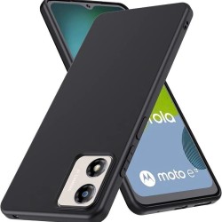 Liquid Silicon Back Case for Motorola E13 - Black