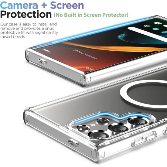 Shockproof Clear TPU Wireless Charge Magnet Phone Cover for Samsung S21, S22 and S23 Series