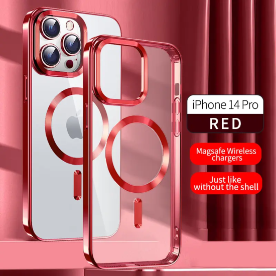 Luxury Metallic Plated Case for iPhone 14 Pro -  for Magsafe Wireless Charging with Magnetic Soft Cover With Lens Protector