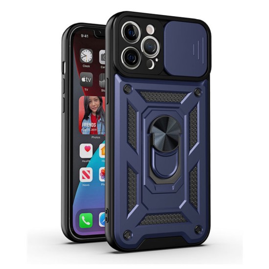 Armour Case with Lens Sliding Camera Protection and Ring Stand with Magnet