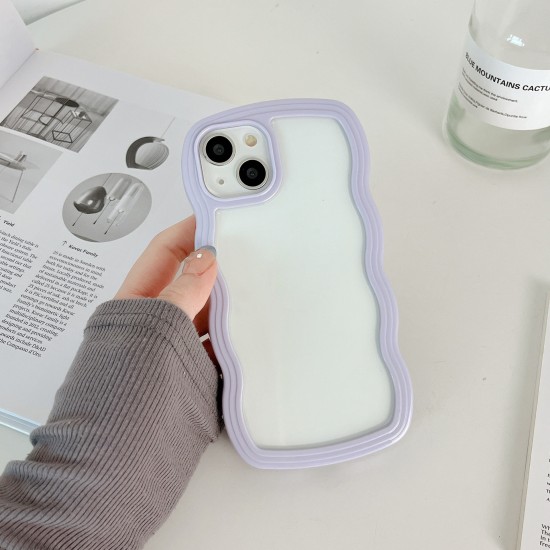 Candy Colour Curly Wave Shockproof 2in1 TPU/PC Cover Fashion Cute Transparent Case for iPhone Series 