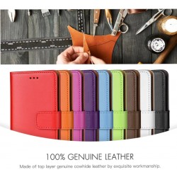 Genuine Leather Wallet Case for iPhone in 10 Colours 