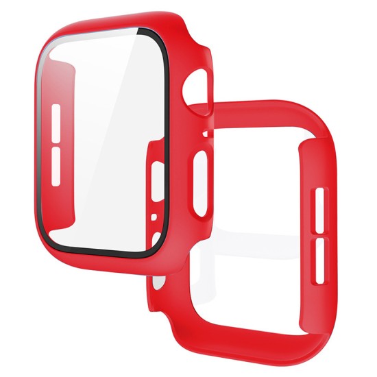 2 In 1 Tempered Film Hard PC Case for Apple Watch Series 3 4 5 6 se 7 8  38/40/41/42/44/45mm