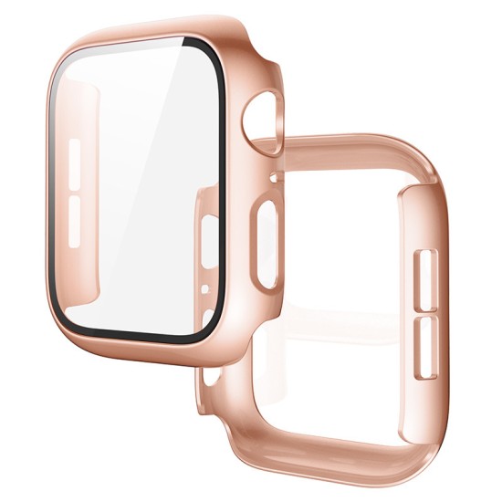 2 In 1 Tempered Film Hard PC Case for Apple Watch Series 3 4 5 6 se 7 8  38/40/41/42/44/45mm