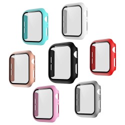 2 In 1 Tempered Film Hard PC Case for Apple Watch Series 3 4 5 6 se 7 8  38/40/41/42/44/45mm