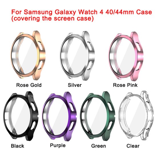 Plating Soft TPU Case Cover Full Screen Protector for Samsung Galaxy Watch4 - 40mm and 44mm