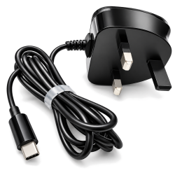 AMEEGO 20W USB-C Mains Charger with Built-in Cable for USB-C Phone or Nintendo Switch 