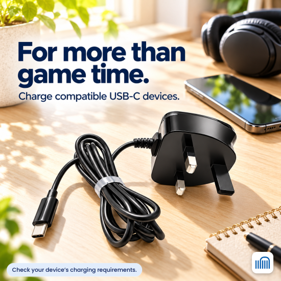 AMEEGO 20W USB-C Mains Charger with Built-in Cable for USB-C Phone or Nintendo Switch 