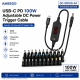 AMEEGO USB-C PD to DC Power Cable 100W – 5.5 x 2.5mm Adjustable DC Power Trigger Cables with 34 Universal DC Adapter Tips 