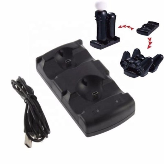Gamepad 2 in 1 Dual USB Charging Dock Charger Game Station Gaming Stand Holder Mount for PS3 Move Wireless Controller