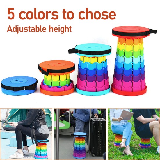 Folding Stool Portable Telescopic Seat Camping Retractable Adjustable Outdoor