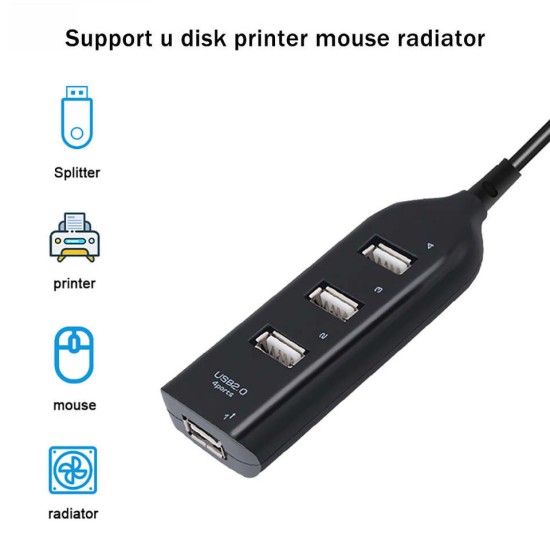 4 Ports Multi USB  Splitter 2.0 USB Hub Adapter for PC Mac Desktop Computer