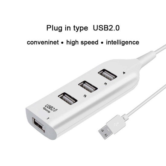 4 Ports Multi USB  Splitter 2.0 USB Hub Adapter for PC Mac Desktop Computer