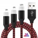 Fast Charging Braided Two Colour Data USB Cable for iPhone 8 Pin, Android MicroUSB and Type C