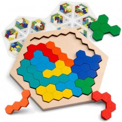 Wooden Hexagon Puzzle for Kid Adults -Multi Colour 