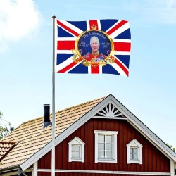 King Charles III Coronation Celebration Flag  150cm x 90cm (5ft x 3ft)