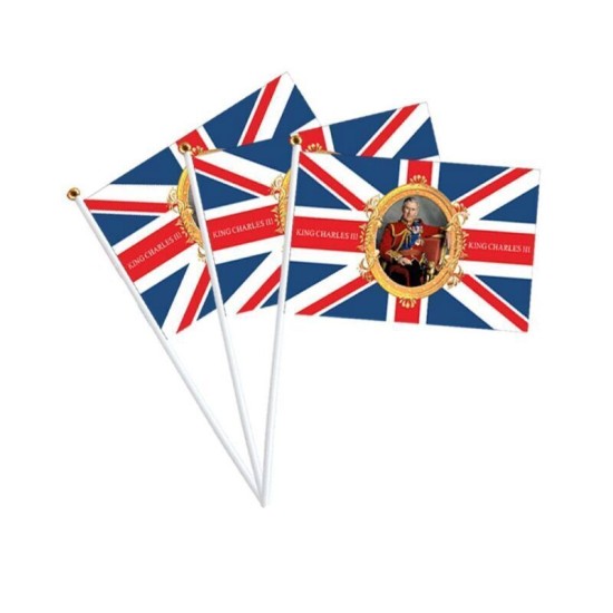 King Charles III Coronation Hand Waving Flags