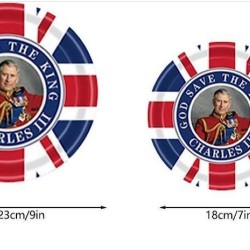 King Charles III Coronation Recyclable Plates Union Jack Flag King Charles Coronation Party Tableware 10Pack