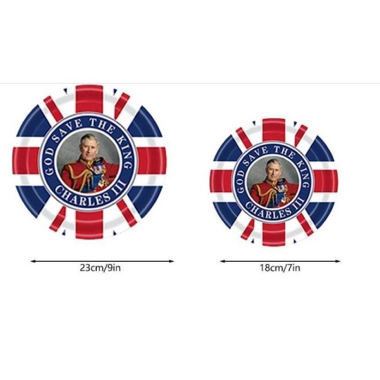 King Charles III Coronation Recyclable Plates Union Jack Flag King Charles Coronation Party Tableware 10Pack