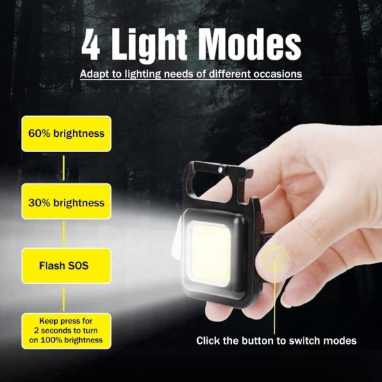 COB Rechargeable Mini Torch Portable High Power LED Keychain Magnetic Work Light with Bottle Opener Supper Bright Camping Lantern Light