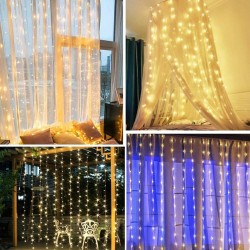 Window Curtain Decorative Lighting  3M*3M 300 LED 8 Lighting Modes Fairy Lights with Hook Remote Timer Christmas Party Fairy String Lights