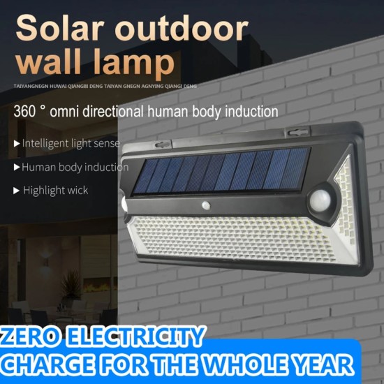 360 LED Solar Sunlight Waterproof Light Outdoor Wall Lamp 